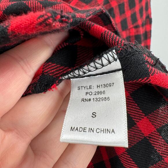 NWT Mittoshop red and black gingham plaid loose fit blouse - Picture 4 of 5